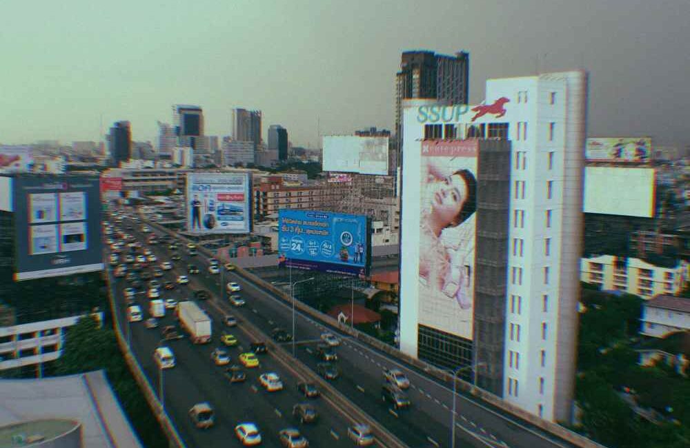 outdoor led display in a busy city road
